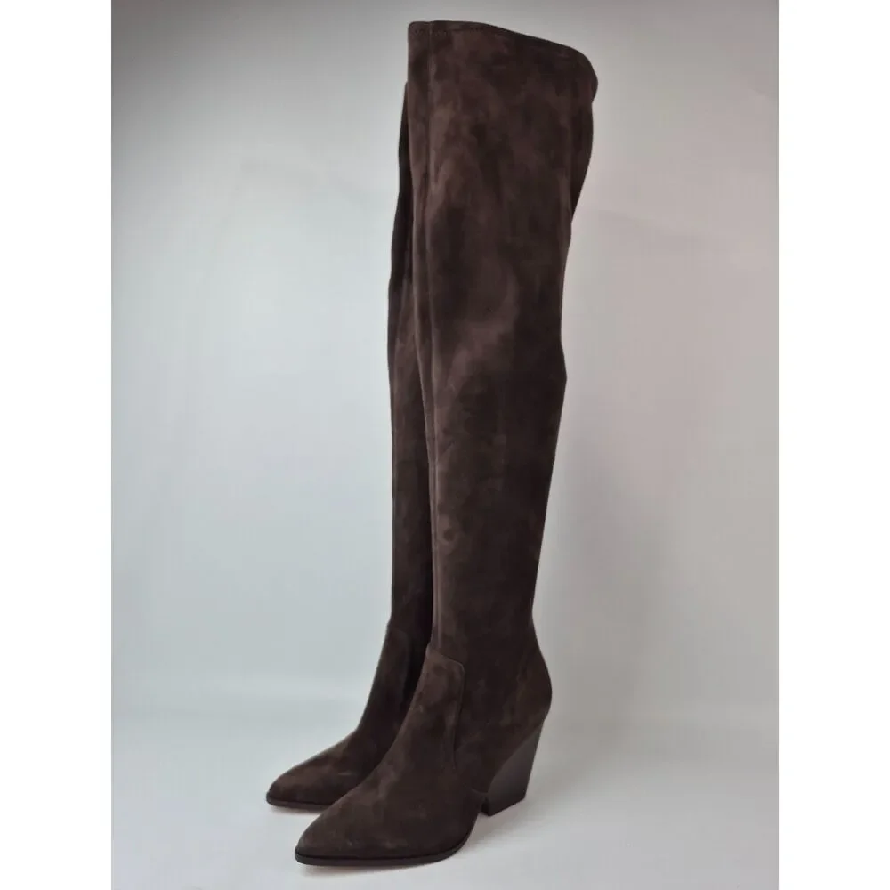 Veronica Beard Brown Suede Over-the-Knee Boots